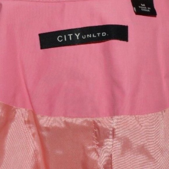 CITY UNLTD NEW $179 NWT M MEDIUM PINK TRENCH COAT JACKET DOUBLE BREASTED PEACOAT - Picture 6 of 8